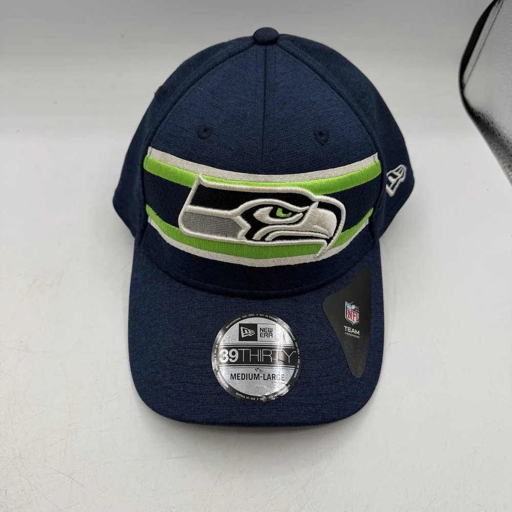 New Era 39Thirty Seattle Seahawks Hat Cap Sz M/L Stretch Flex Fit NFL Football